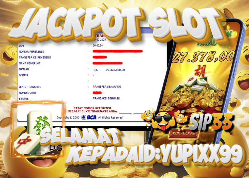 Jackpot slot populer Di sip33 Selamat kepada id YUPIXX99 Member SIP33, YUPIXX99, menang Rp27.378.000 di Mahjong Ways 1 dengan RTP tinggi mainkan game slot populer