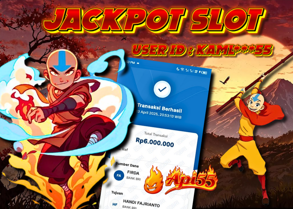 bukti kemenangan jackpot slot Api55 Rp6 juta oleh user ID KAML**55

