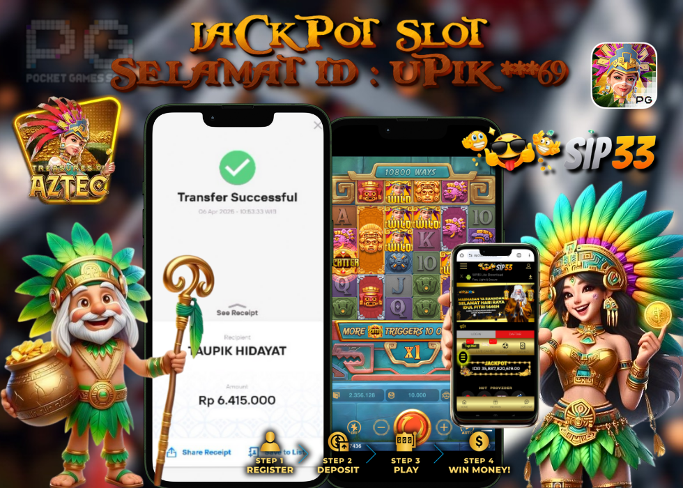 Kemenangan besar Treasures of Aztec oleh UPIK***69 di situs SIP33 sebesar 6,4 juta