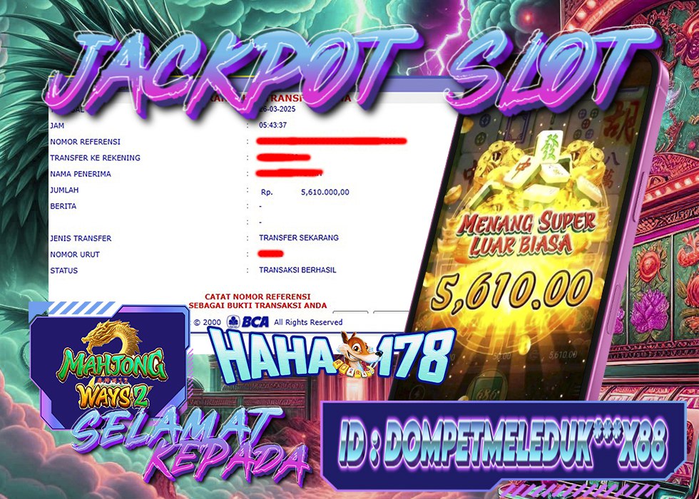 ID DOMPETMELEDUK***X88 menang Rp5.610.000 di game Mahjong Ways 2 di situs HAHA178
