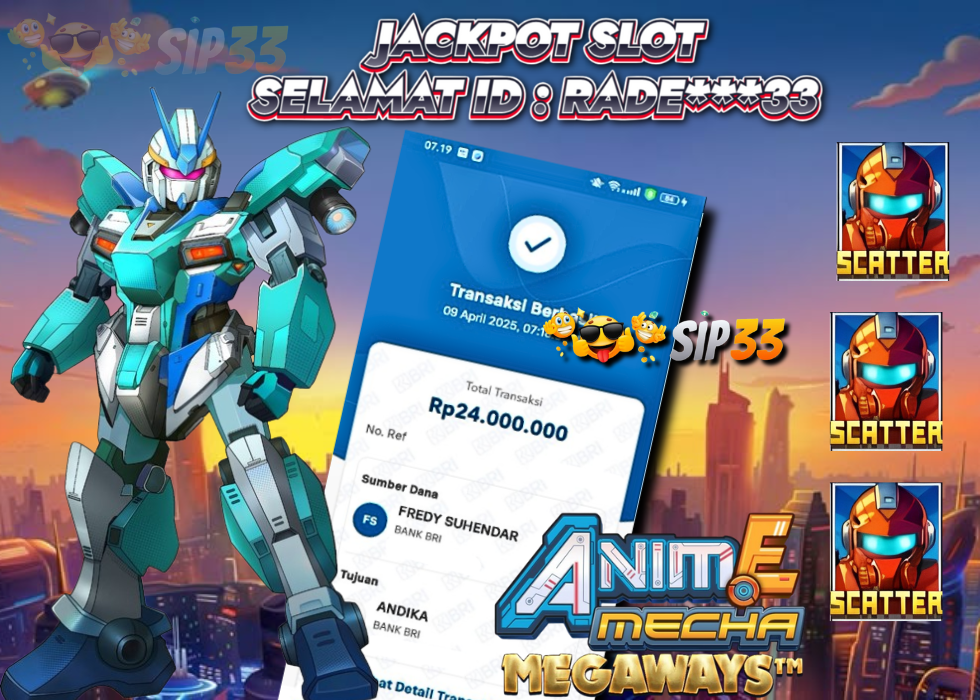 Pemain SIP33 menang Rp24 juta di Anime Mecha Megaways