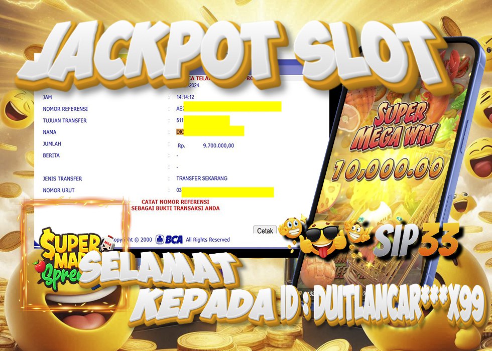 "Kemenangan Besar Supermarket Spread di SIP33 - ID Member DUITLANCAR***X99" ID Member DUITLANCAR***X99 meraih kemenangan besar 9.700.000 di game Supermarket Spread SIP33