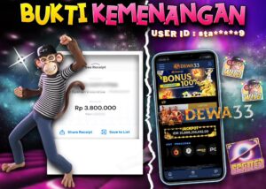 Bukti kemenangan Rp3.800.000 dari game slot Wild Scatter oleh user Dewa33 ID: sta9