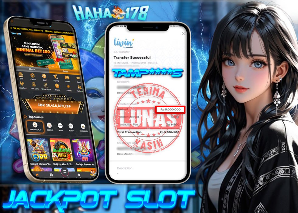 Bukti kemenangan member TAMP****S sebesar Rp5 juta dari permainan slot di situs HAHA178